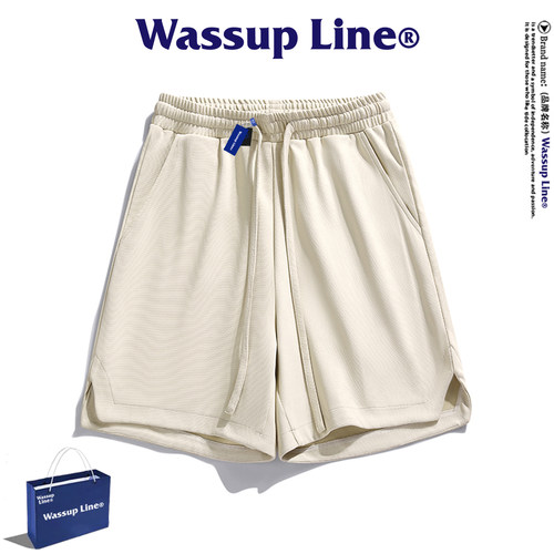 WASSUPLine潮牌宽松五分裤男