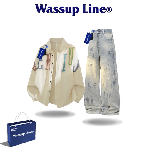 WASSUPLINE潮牌秋涂鸦字母套装