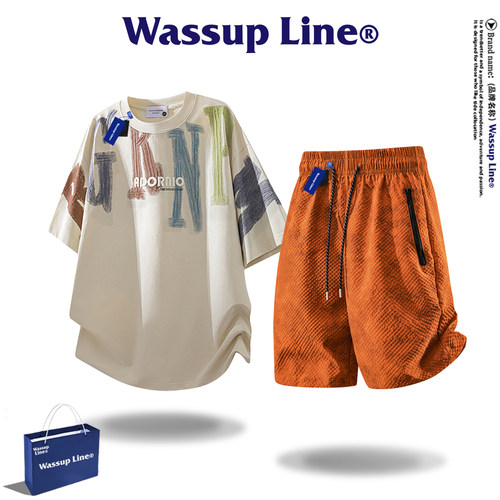 WASSUPLine潮牌简约百搭套装男