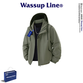 WASSUP 宽松百搭休闲外套 风连帽夹克男春秋季 Line潮牌美式 工装