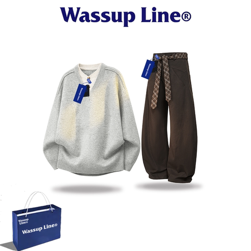 WassupLine潮牌秋季男卫衣套装