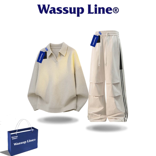 WASSUPLINE潮牌秋男针织两件套