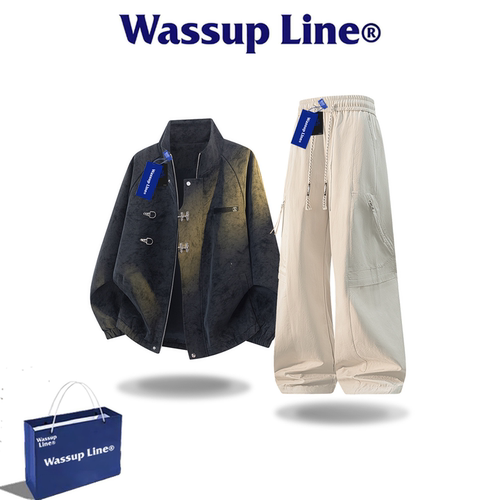 WASSUPLINE潮牌皮衣外套两件套