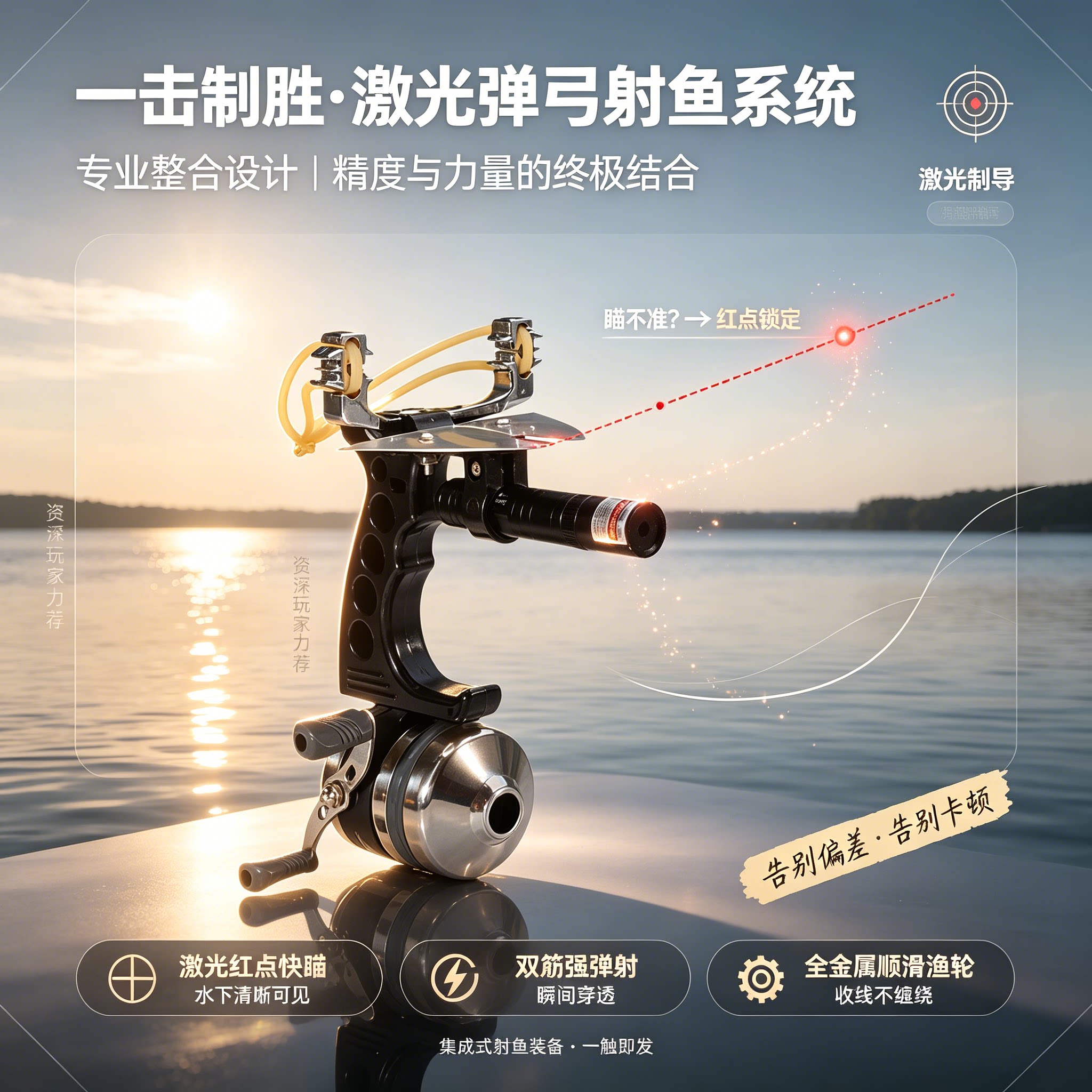 新款射鱼器弹弓高精度激光强力打鱼抢鱼鳔箭户外捕鱼神器弹弓大全