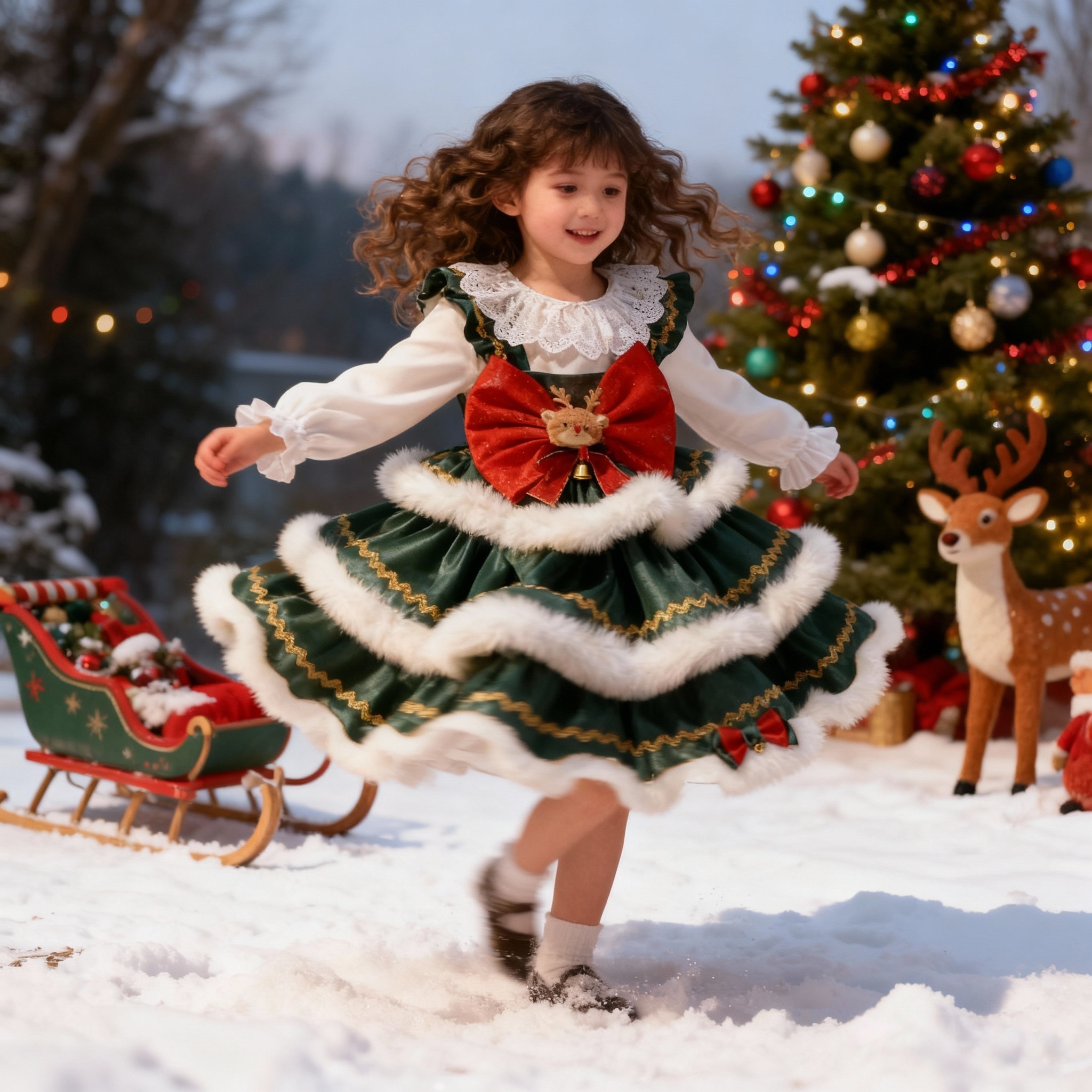 公主裙2025女童冬季新款节日圣诞