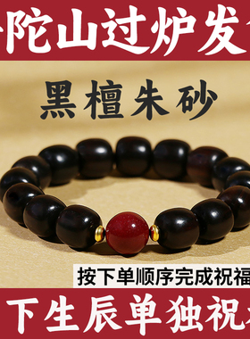 普陀山黑檀木手串老料手持佛珠手捻女款高级感男士檀香木转运
