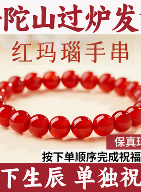 普陀山天然红玛瑙手串水晶红玉髓南红手链礼物女款本命年马2026