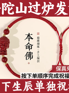 普陀山天然朱砂手串女款2025蛇年本命年红绳生肖本命佛宝宝普贤菩