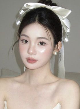 白色超大蝴蝶结飘带发夹女超仙头饰顶夹发卡发饰新娘头饰拍照道具