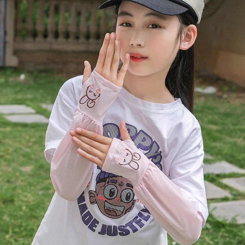 儿童防晒袖套夏季冰丝男女童小学生户外防紫外线兔子宽松护臂袖子