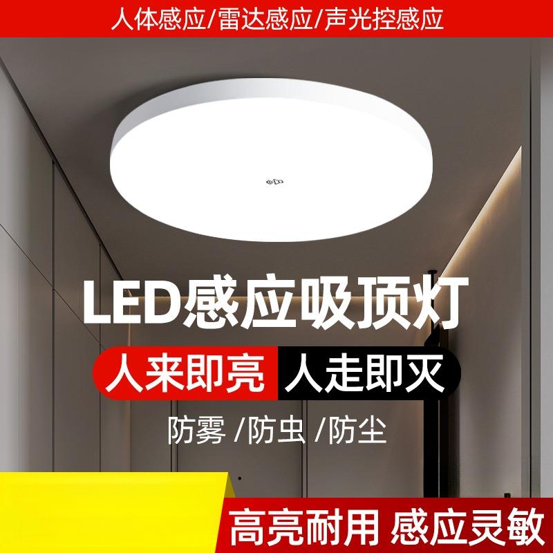 感应灯人来即亮人走即灭楼道走廊声控雷达人体夜间自动感应吸顶灯