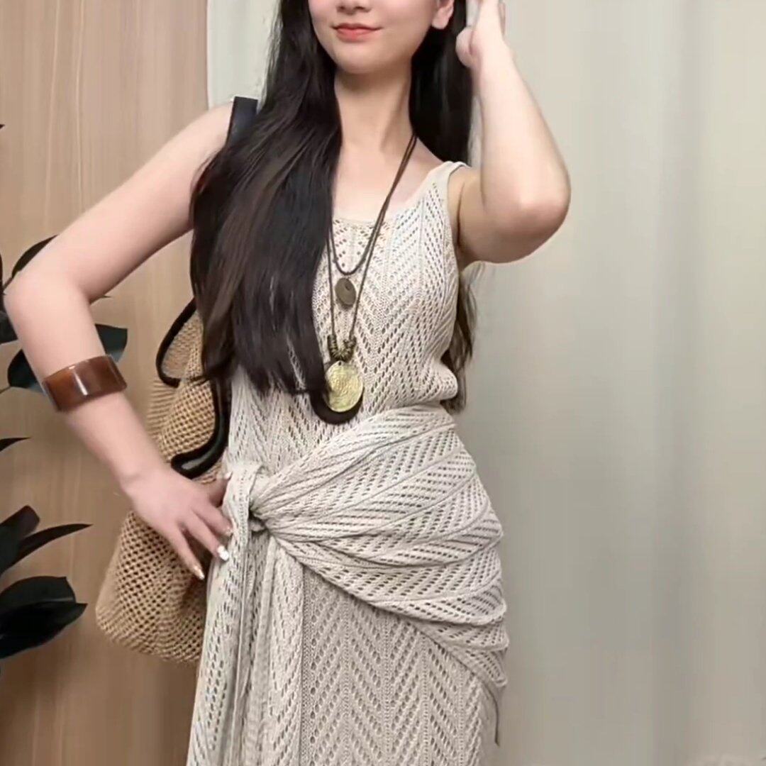亚麻莱赛尔/夏日时尚百搭披肩吊带半身裙三件套