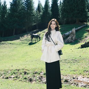 官图白色相簿2025早秋韩系风衣外套女短款英伦风上衣立领尤莱特