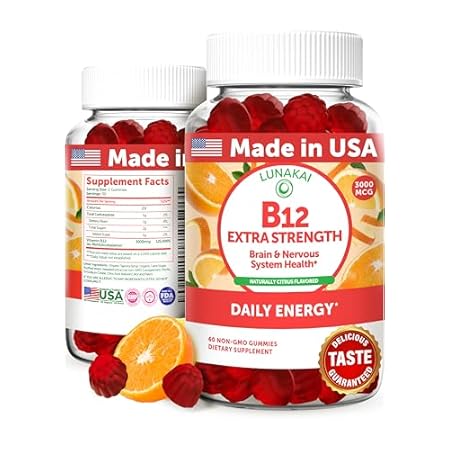 Lunakai Extra Strength 3000mcg Vitamin B12 Gummies- US M