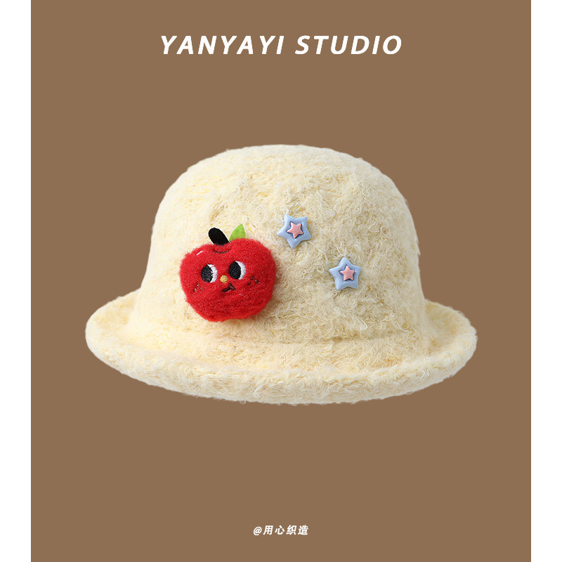 圣诞节可爱小苹果毛绒渔夫帽子少女冬季显脸小盆帽氛围感保暖礼帽,服饰配件/皮带/帽子/围巾,帽子,淘宝优惠券,粉丝福利购,淘宝优惠卷