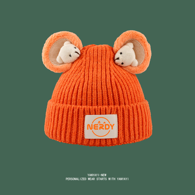 韩版可爱卡通耳朵毛线针织帽子女冬季学生保暖护耳冷帽甜酷套头帽