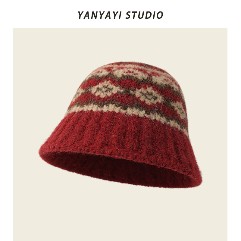 费尔岛风提花毛线帽子女秋冬保暖复古百搭针织渔夫帽显脸小盆帽潮,服饰配件/皮带/帽子/围巾,帽子,淘宝优惠券,粉丝福利购,淘宝优惠卷