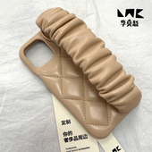 李莫愁菱格定制腕带手机壳苹果14promax纯色22年秋冬新款 皮质大肠