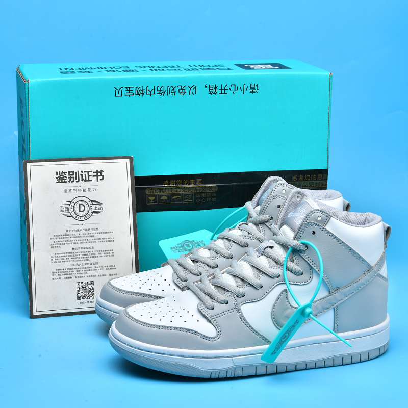 青苹果aj男鞋空军一号灰色高帮板鞋白色学生运动鞋红勾脚趾男女鞋