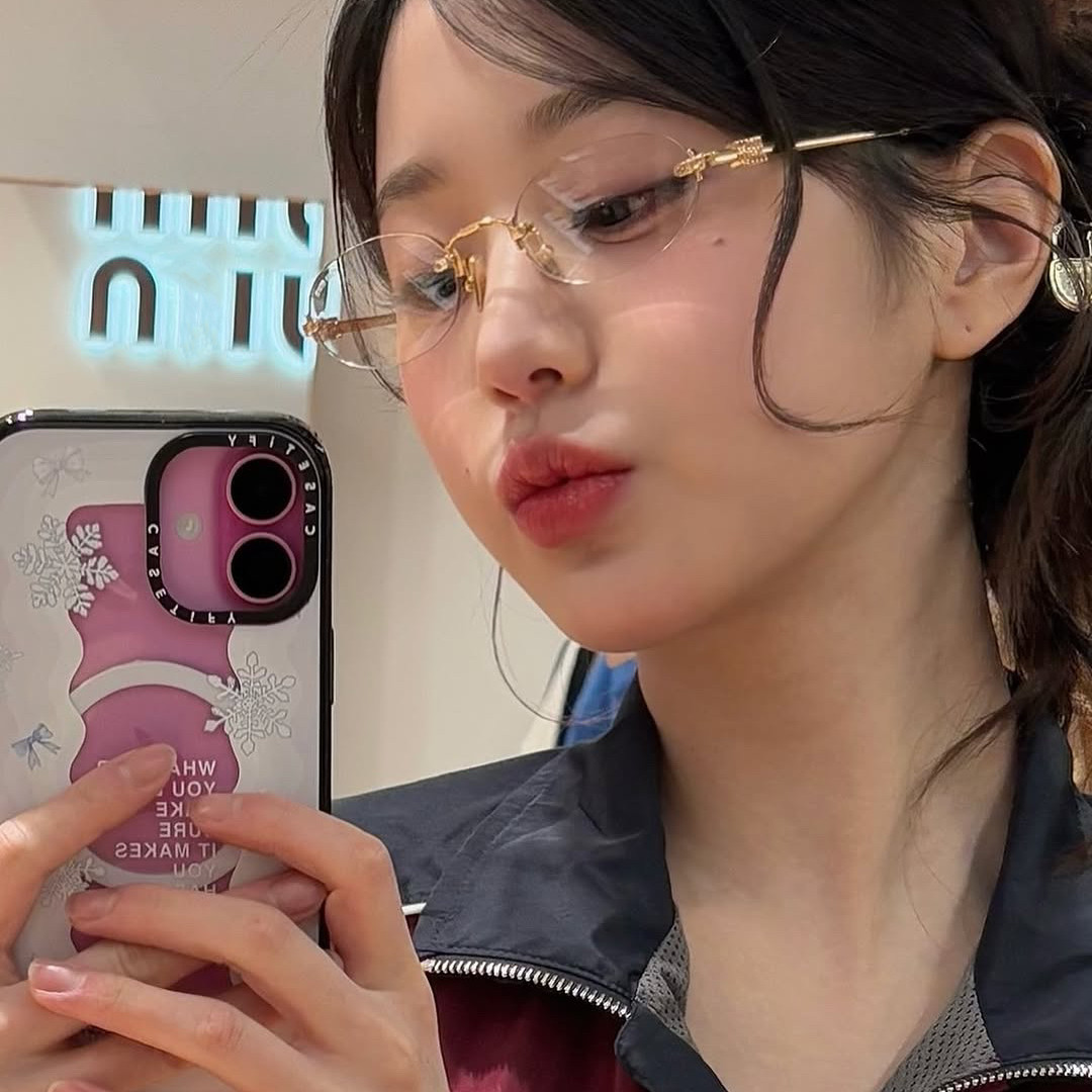 超轻纯钛无框眼镜女款眼镜框