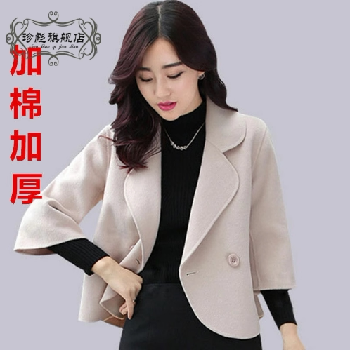 봄과 가을 새로운 한국 여성 의류 OL 모직 짧은 재킷 패션 정장 슬림 짧은 모직 작은 정장 인기