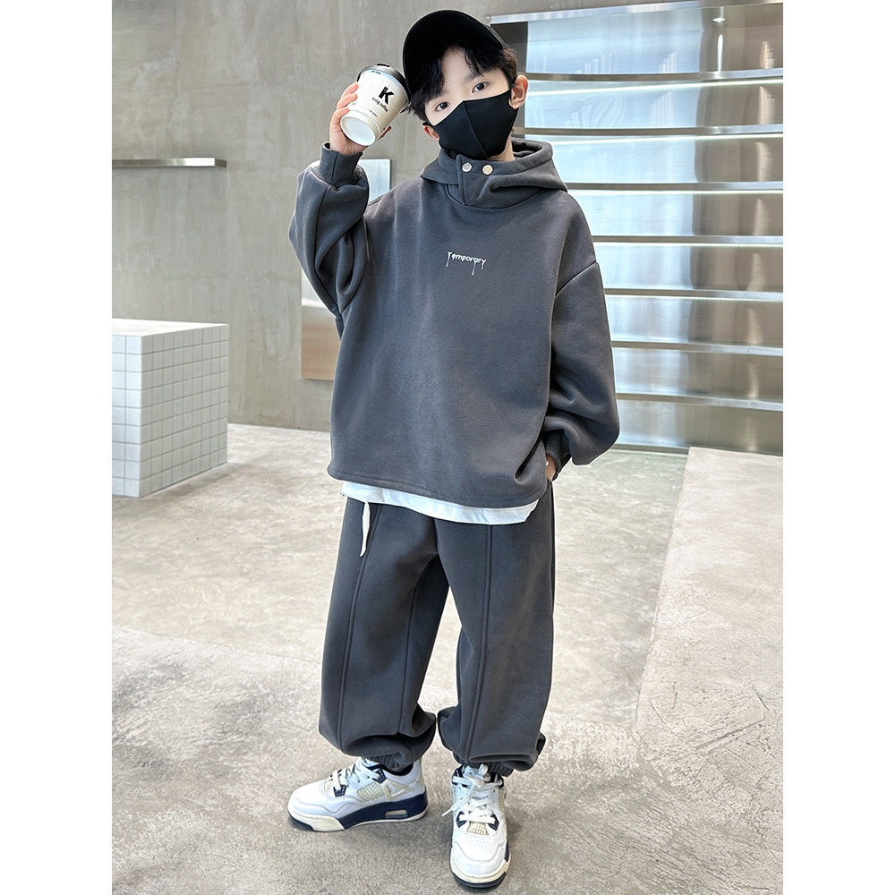 儿童装男童秋装套装2025新款秋冬款卫衣酷帅大童加绒运动服两件套