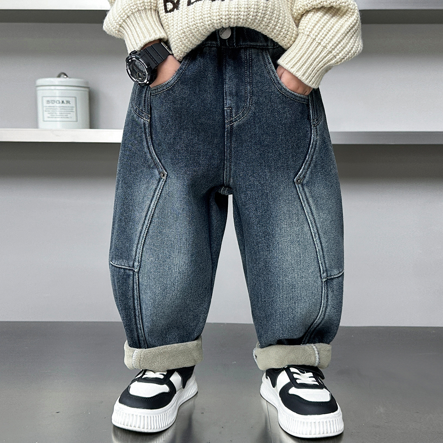 儿童牛仔裤小男童裤子春秋2025新款痞帅男宝宝长裤男孩阔腿裤潮酷