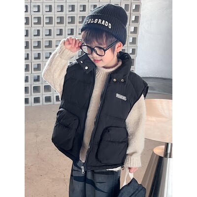 男童马甲秋冬装2025新款儿童加厚坎肩背心男宝宝冬季保暖马夹外套