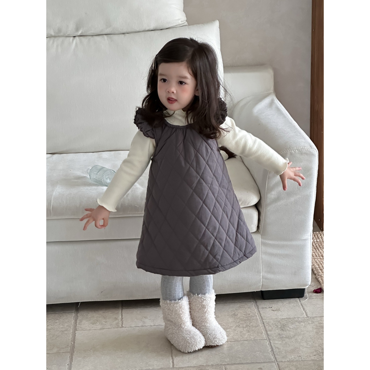 儿童加厚背带连衣裙2025秋冬新款韩版童装宝宝衣服女童加绒打底衫