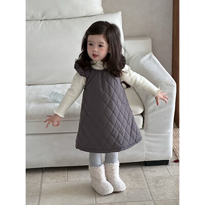 儿童加厚背带连衣裙2025秋冬新款韩版童装宝宝衣服女童加绒打底衫