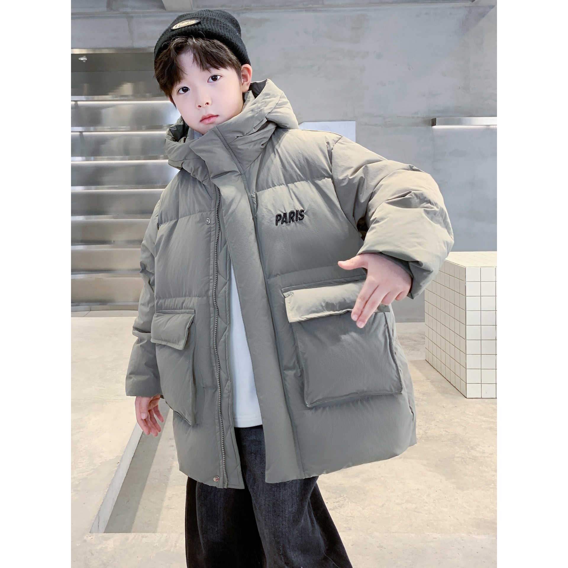 男童冬季羽绒服2025新款冬装男孩加厚大童炸街痞帅儿童中长款外套