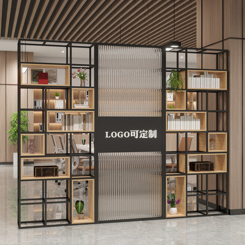 长虹玻璃隔断屏风玄关置物架书柜