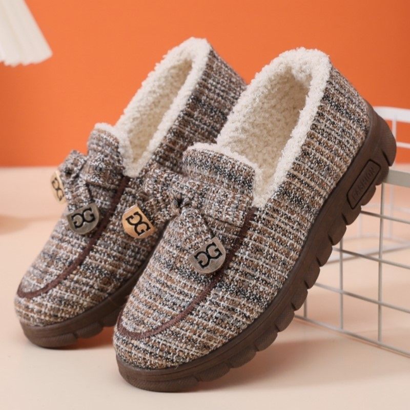 2025冬新款老北京布鞋女棉鞋豆豆格子时尚舒适加绒加厚棉靴软底鞋,女鞋,传统布鞋,淘宝优惠券,粉丝福利购,淘宝优惠卷