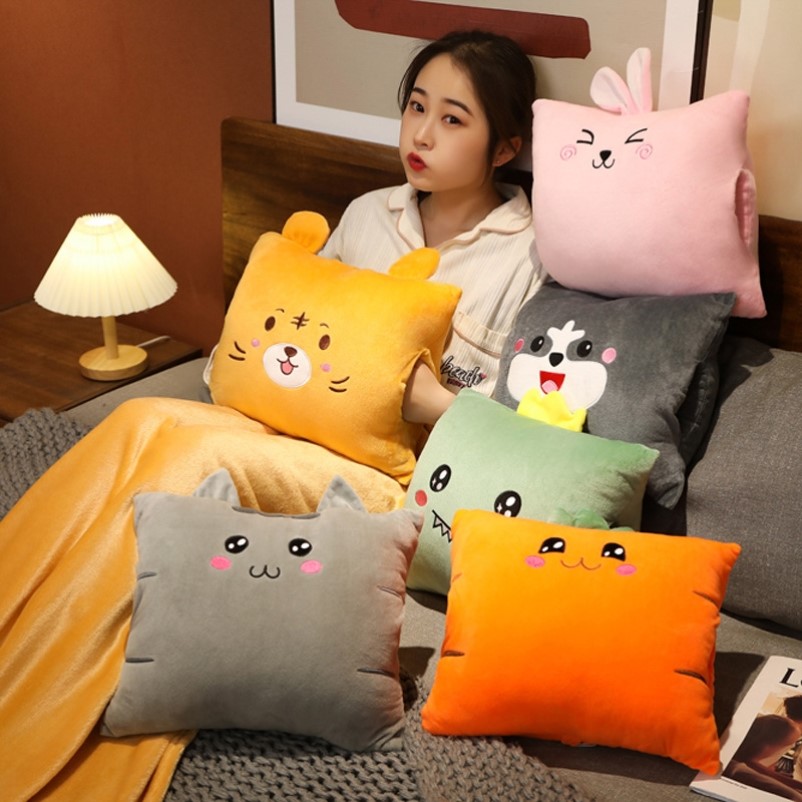 抱枕被子两用办公室午睡毯子二合一汽车内靠垫折叠午休神器午睡毯