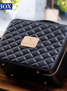 OBOX新款2026送礼化妆包大容量高端旅行便携式手提PU带镜收纳女包