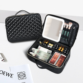 OBOX化妆品收纳包带镜子带灯大容量女2026新款 高级美妆手提便携包