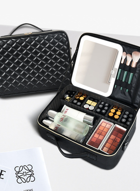 OBOX化妆品收纳包带镜子带灯大容量女2026新款高级美妆手提便携包