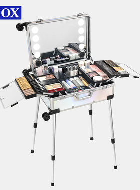 OBOX化妆箱专业跟妆师大容量带灯镜子拉杆箱化妆师专用跟妆箱24寸
