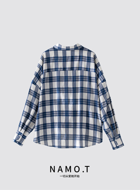 NAMO.T时尚穿搭纽结设计格子衬衫NH395C357