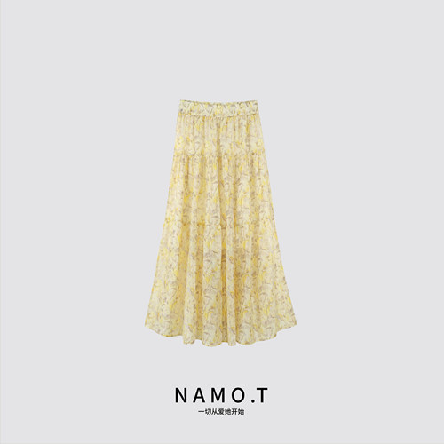 【妮妮推荐】NAMO.T百搭天丝亚麻碎花半身裙NI251C630