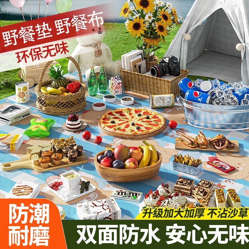 户外露营帐篷坐垫便携手贴折叠防潮垫加大加厚防水春游卡通野餐垫