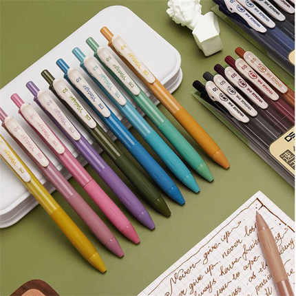 点石复古色中性笔DS-099速干彩色笔按动中性笔0.5学生绘图手账笔