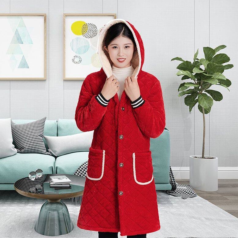 四川省服罩衣女外穿中长款罩衣带帽子连帽厨房老年人棉袄加厚保暖