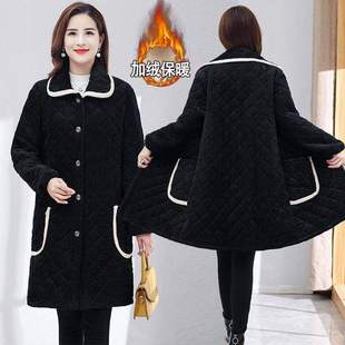 四川省省服女加绒加厚棉服灯芯绒大码时尚冬季中长款外套罩衣棉衣