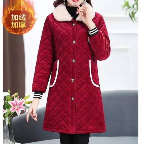四川省服秋冬季妈妈装保暖女加大码棉服罩衣中老年女装中长款外套