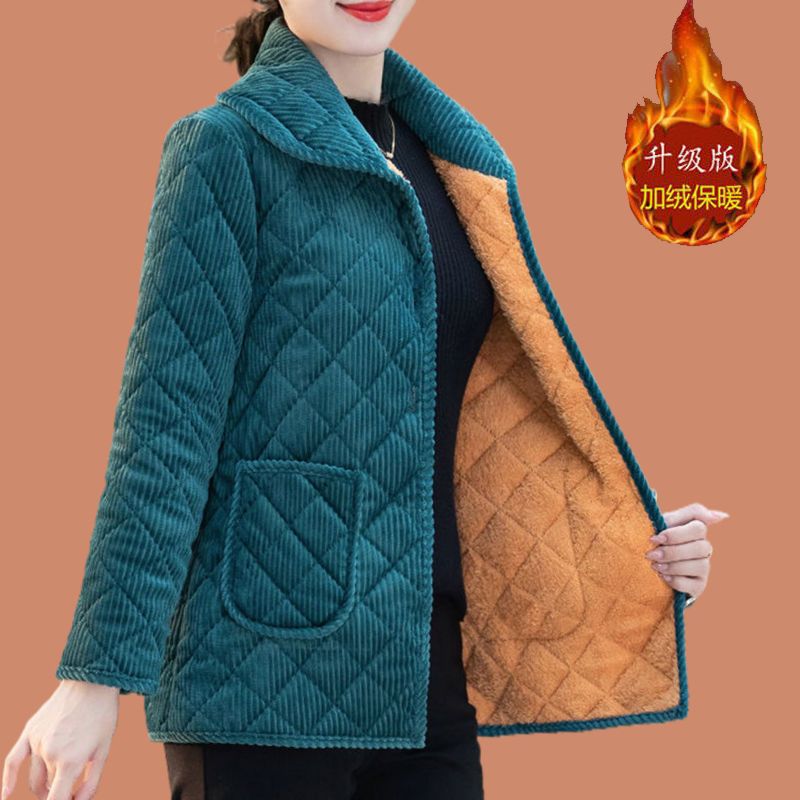 四川省服秋冬新款长袖棉服外套中老年加绒灯芯绒棉袄妈妈大码棉衣