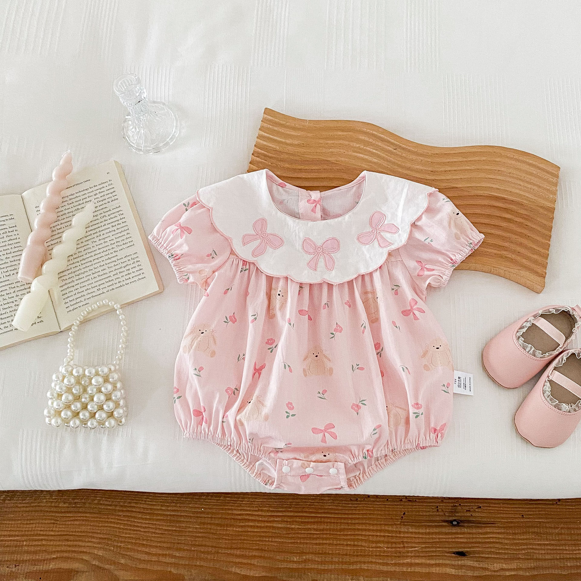 婴儿衣服夏装连体衣女宝宝满月百天公主哈衣夏季薄款短袖包屁衣
