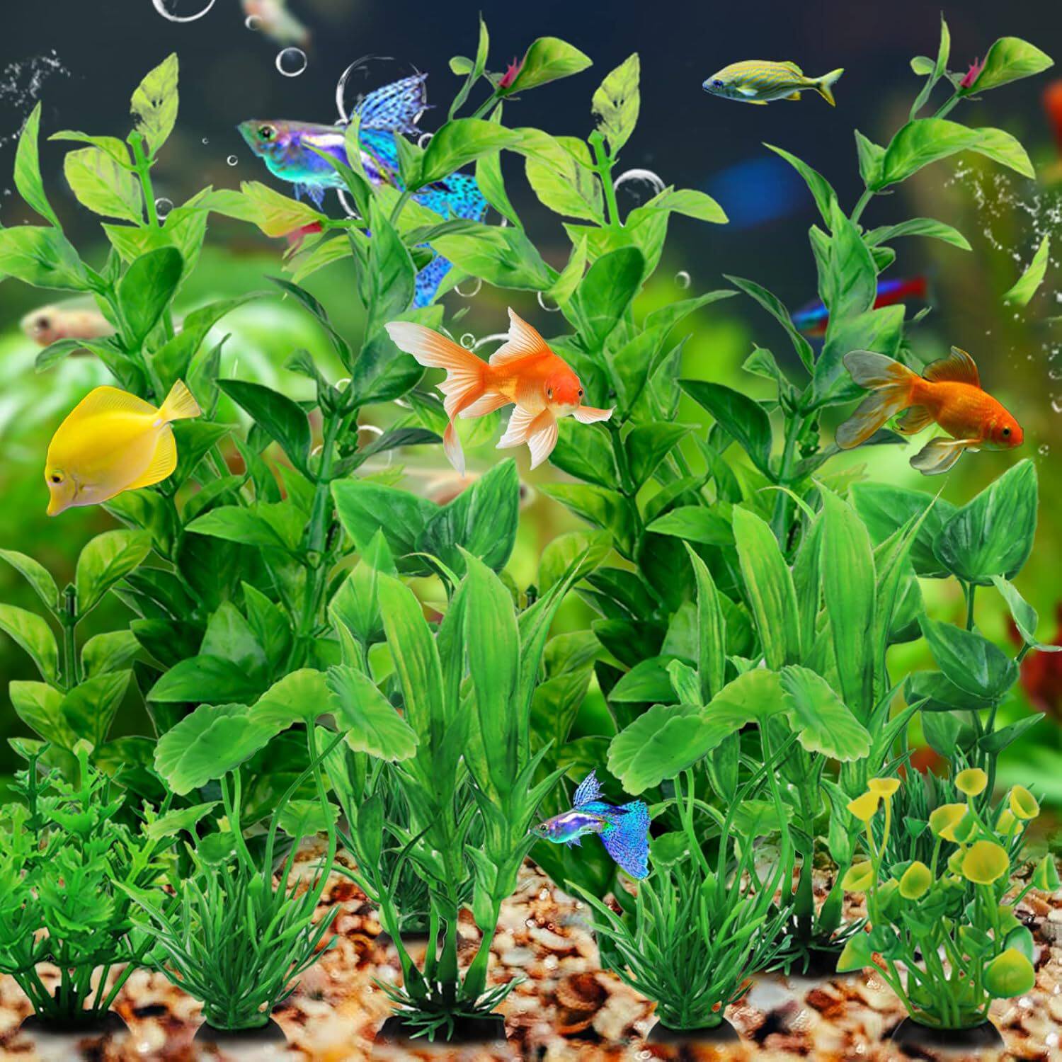 10件套鱼缸造景全套仿真水草装饰套装水族箱塑料假海草懒人套餐