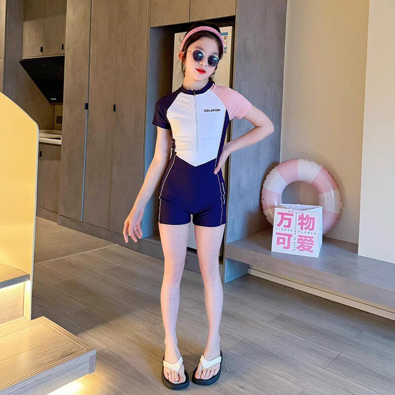 女童泳衣2025新款中大儿童专业训练游泳衣洋气12岁女孩泳装速干10