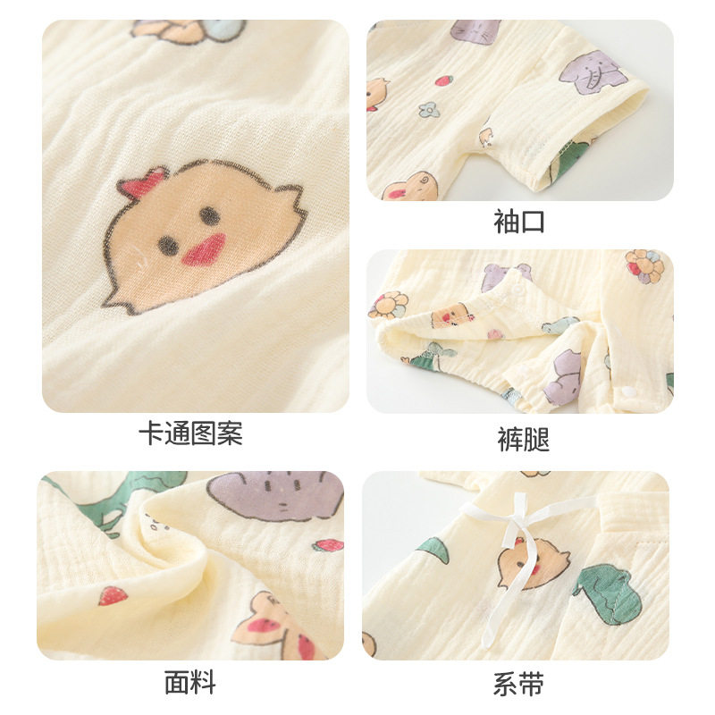 婴儿衣服夏薄款短袖连体衣夏季纱布纯棉宝宝哈衣新生儿爬服夏装